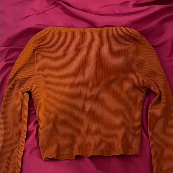 Garage Rust Ribbed Button-Up Blouse - Picture 3 of 4